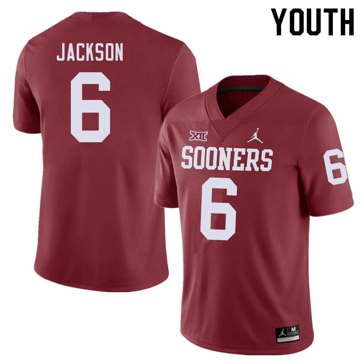 Youth #6 Cody Jackson Oklahoma Sooners College Football Jerseys Sale-Crimson